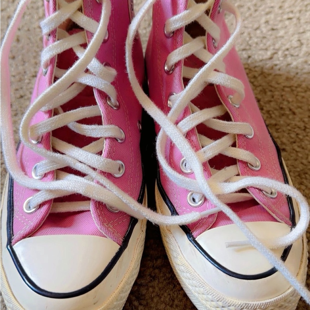 Converse Pink and White High-Top Sneakers